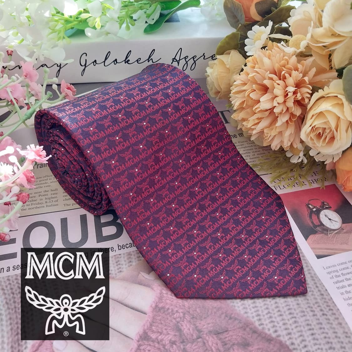 MCM 실크 올오버 로고 자카드 넥타이 9.5cm A+등급 K1596
 상품이미지1