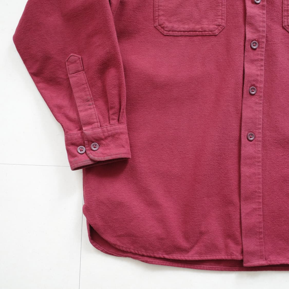 L.L.Bean 샤모아 클로스 셔츠 버건디 L-REG 남성 헤비 플란넬 상품이미지5