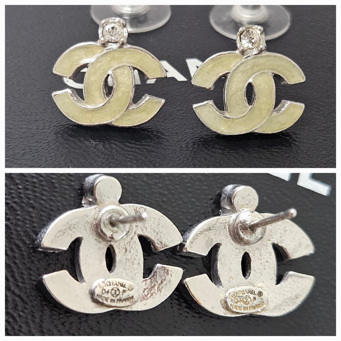 샤넬 빈티지 코코마크 라인스톤 귀걸이 (민트 옥색) [정품/풀세트] 상품이미지2