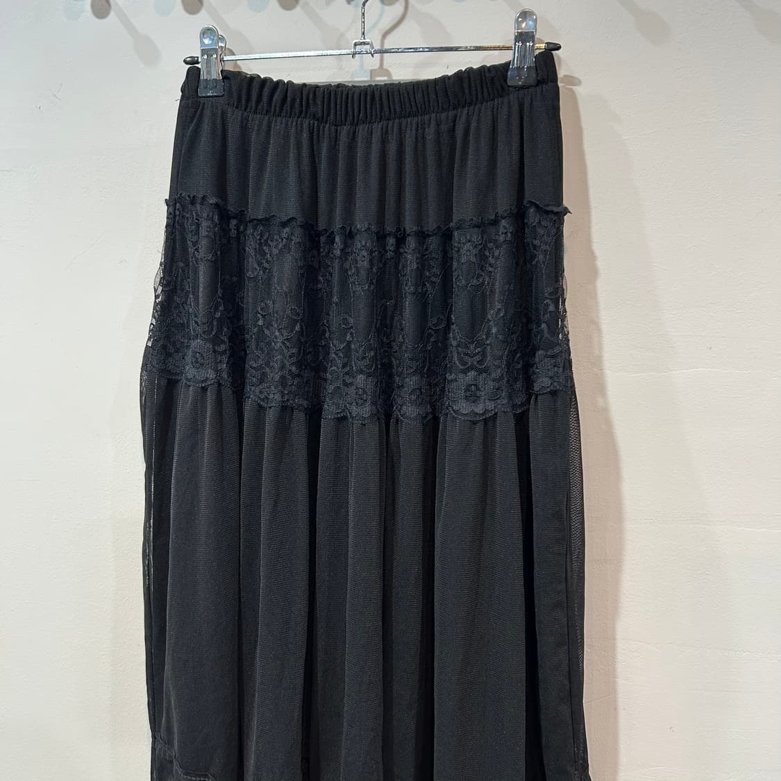 블랙 레이스 플라워 디테일 스커트 상품이미지4