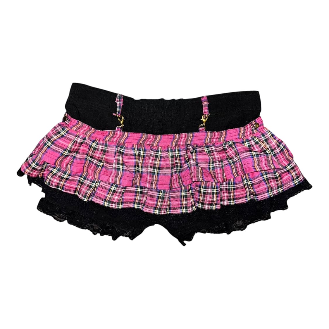 타탄체크 레이스 랩 스커트 팬츠 갸루y2k펑크 상품이미지3