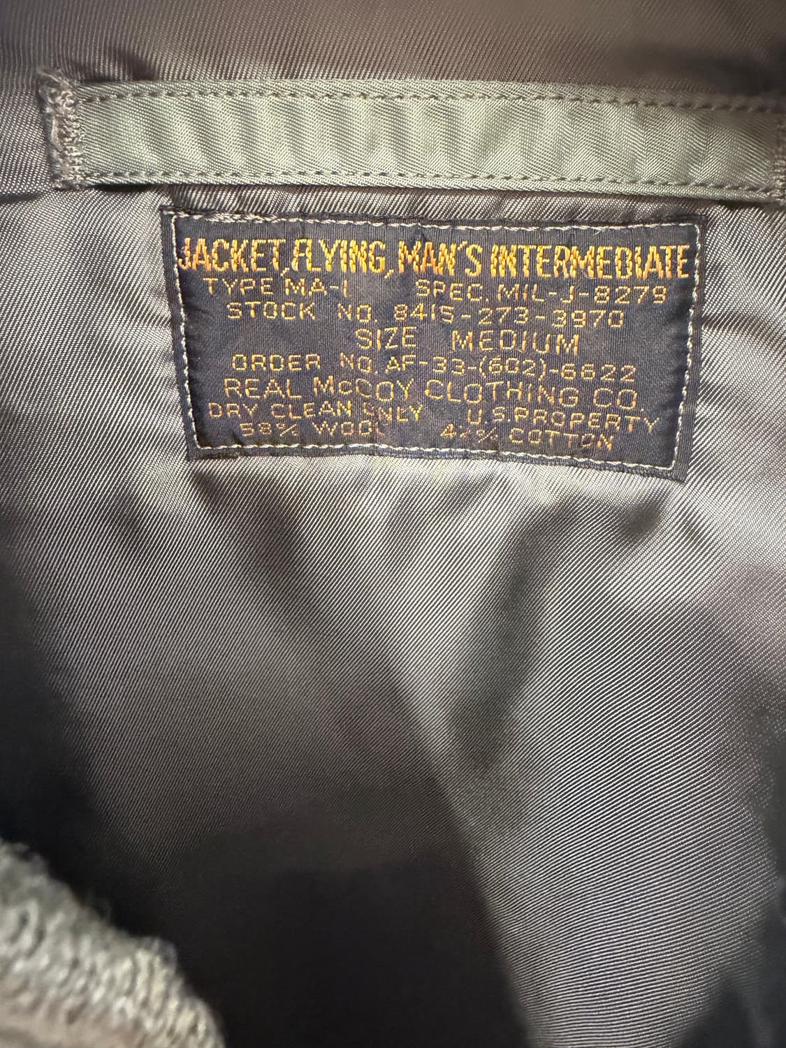 리얼맥코이 MA-1 플라이트자켓 플레인 상품이미지2