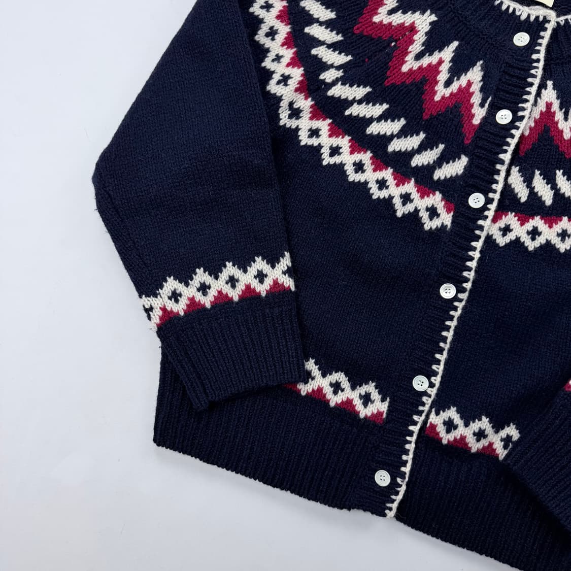 시야쥬 노르딕 자카드 니트 가디건 네이비 상품이미지4