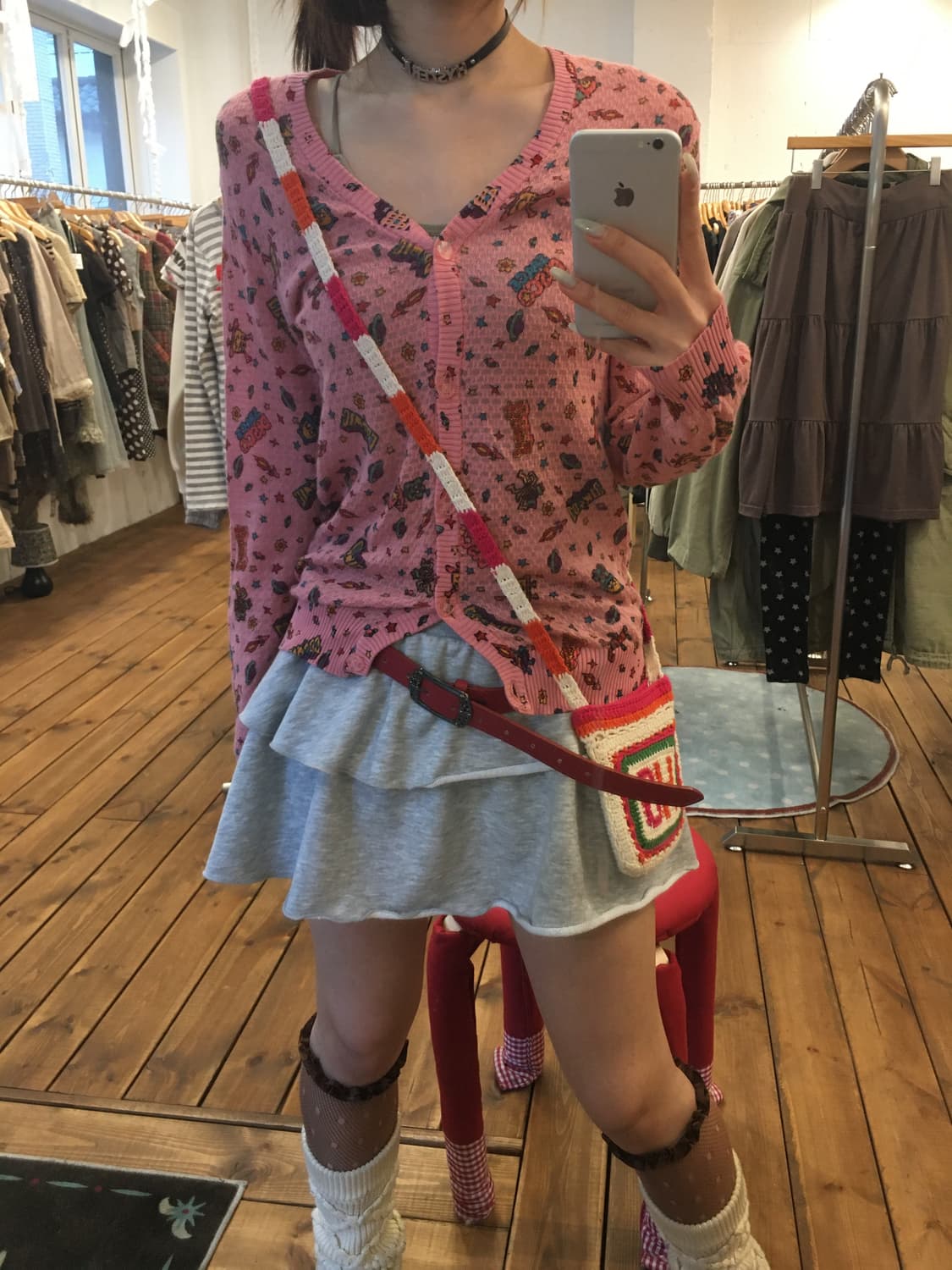 히스테릭글래머 핑크 와글 가디건 상품이미지2