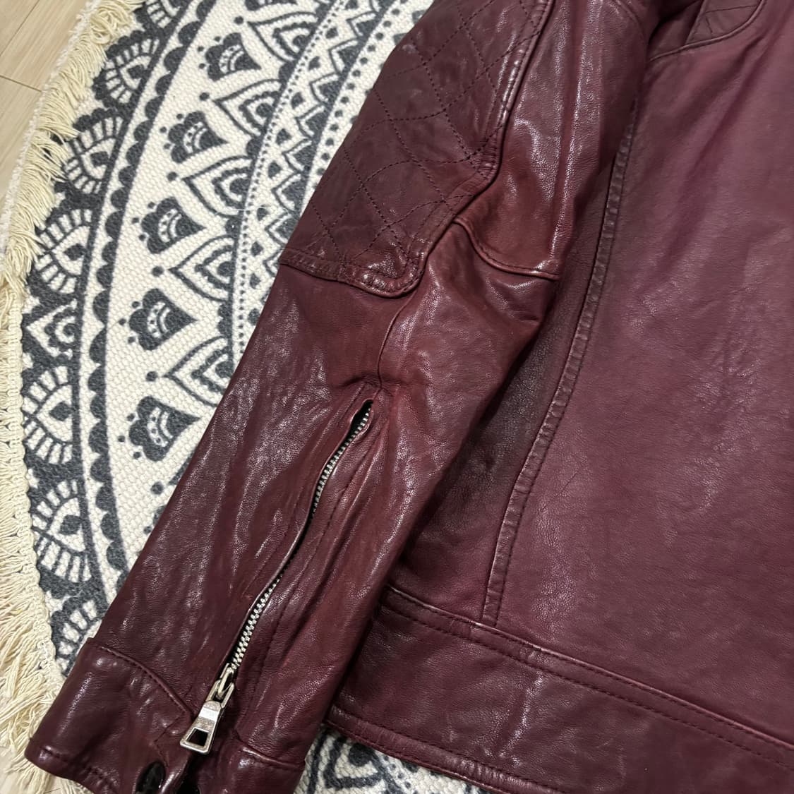 슬림 크로스 베지터블 램스킨 자켓 버건디 상품이미지10