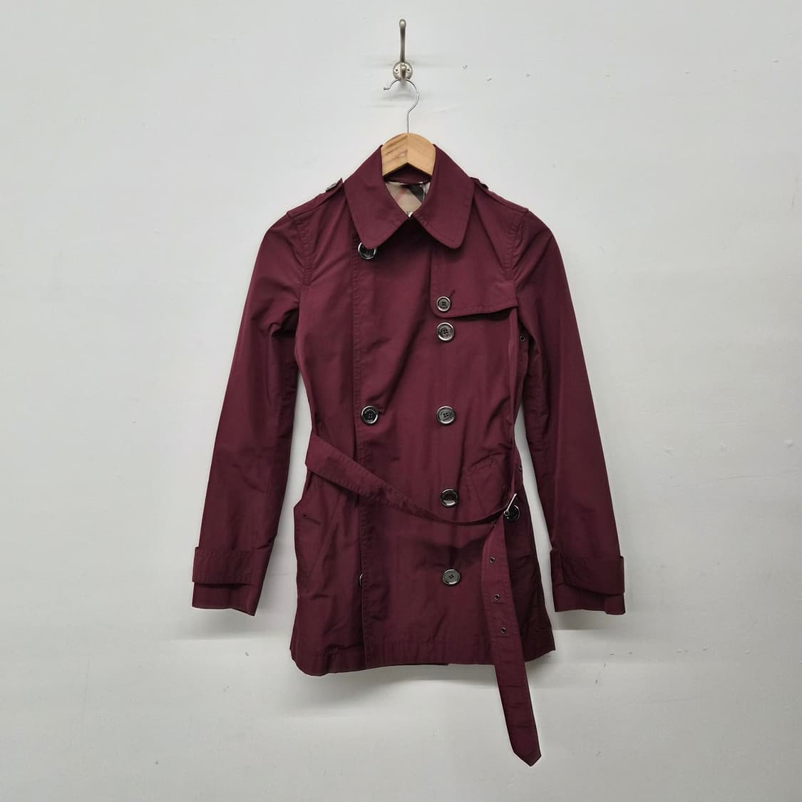 버버리 와인색 트렌치 숏코트 여성 S 상품이미지1