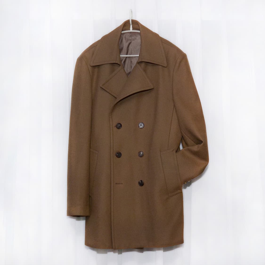 DKNY 울캐시미어 카멜 브라운 클래식 더블 코트 자켓 (100+) 상품이미지1