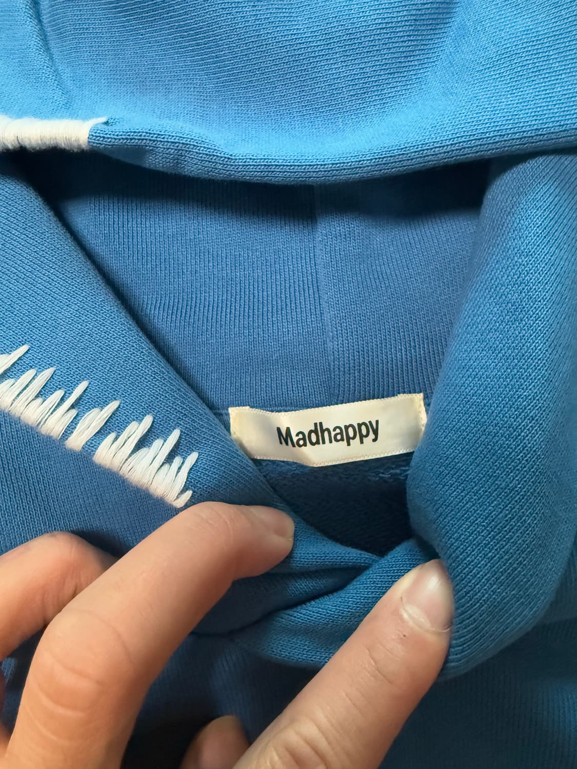 (L) 매드해피 초판 시그니처 후드 블루  상품이미지3