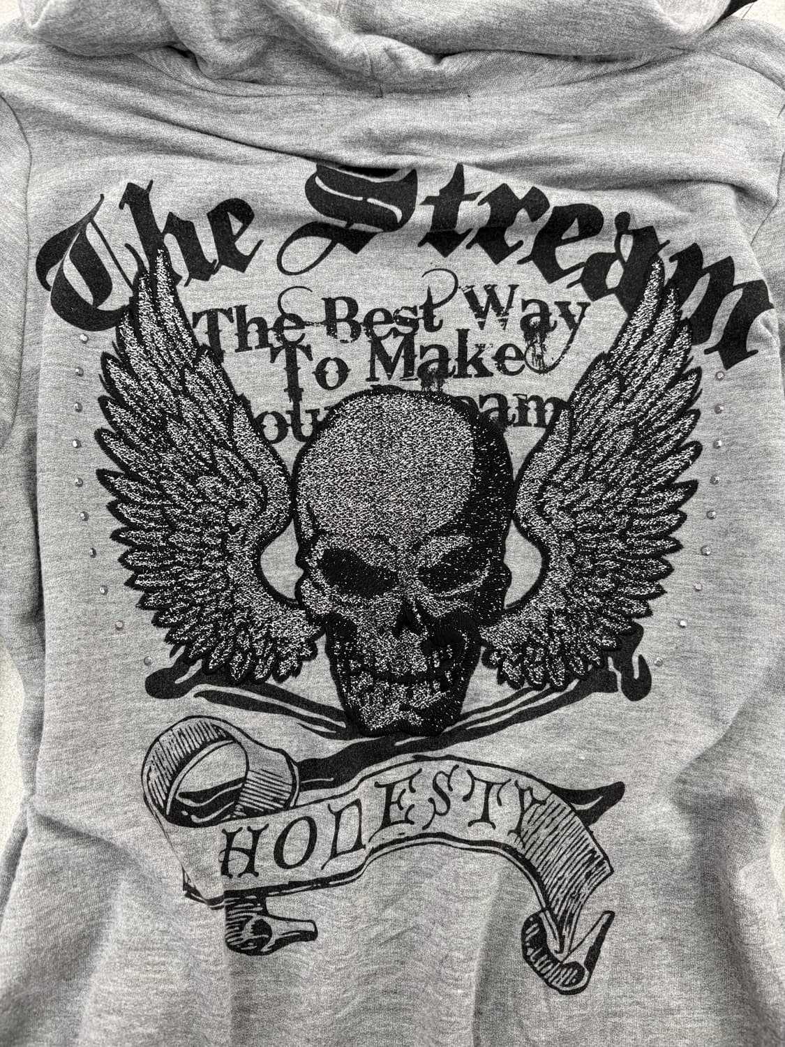 Dig deep 십자가 해골 프린팅 롱 후디 상품이미지6