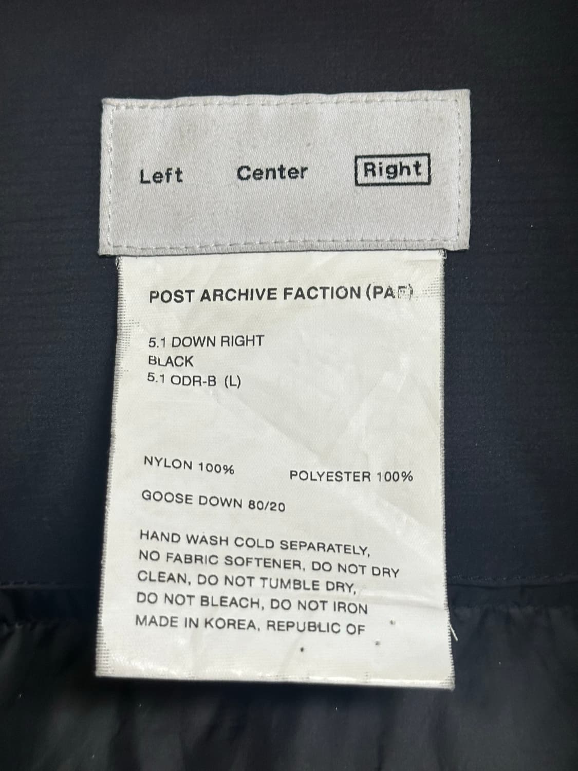 (L) 파프 5.1 다운 라이트 블랙 포스트아카이브팩션 paf 상품이미지4