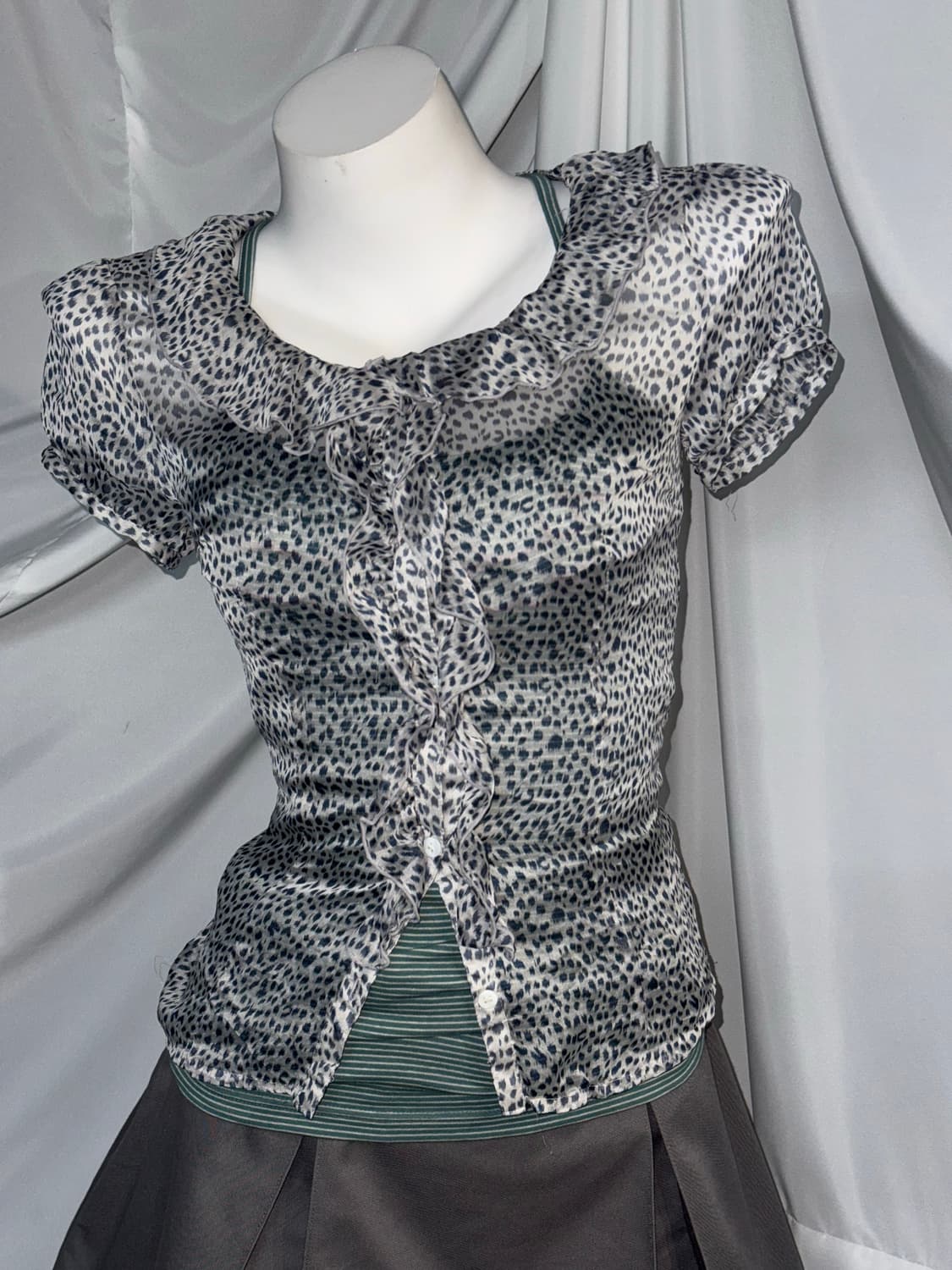 민트 레오파드 데일리 미쿠프레피 코디세트 상품이미지5