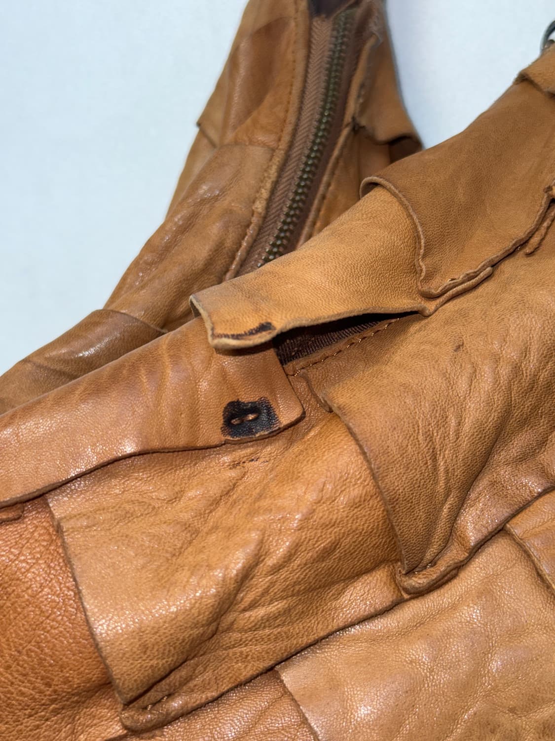 Camel brown lamb skin patchwork 숄더백 상품이미지6