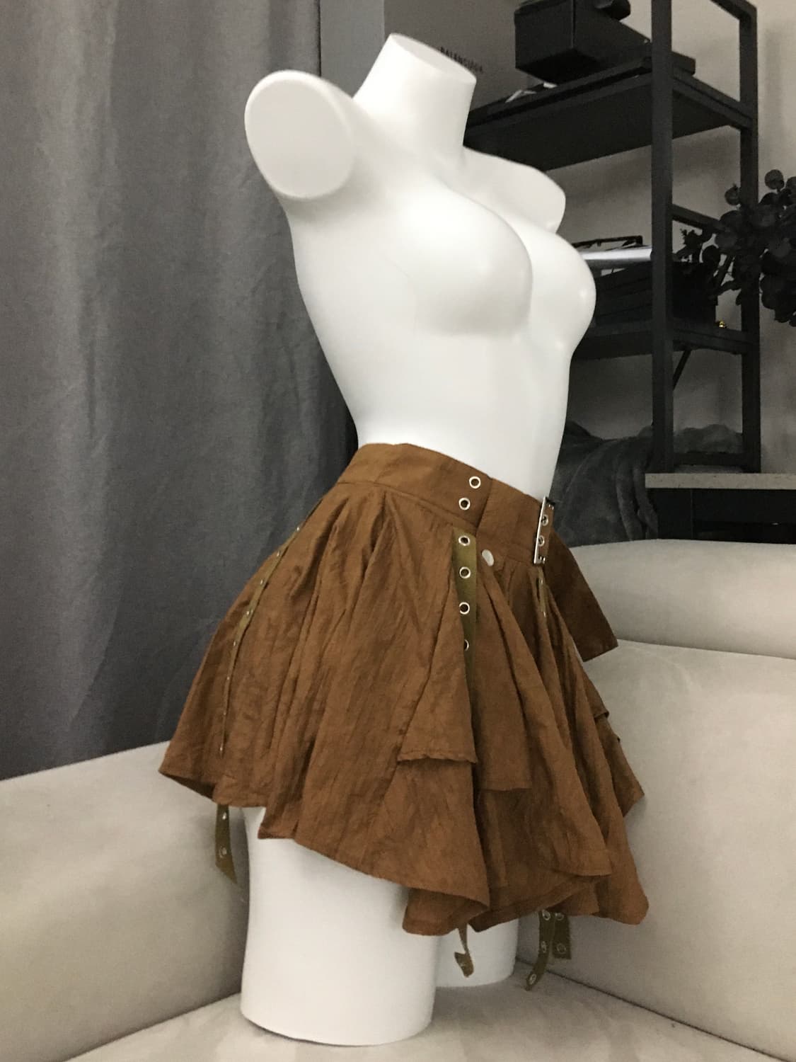 ༒ vintage brown belt skirt 상품이미지2