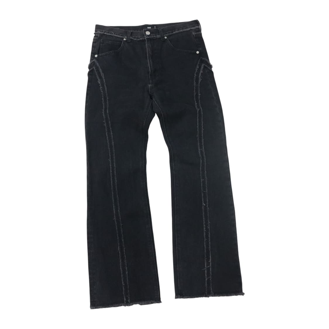 HARE 하레 절개 라인 프링지 블랙 데님 팬츠 (M) 상품이미지1