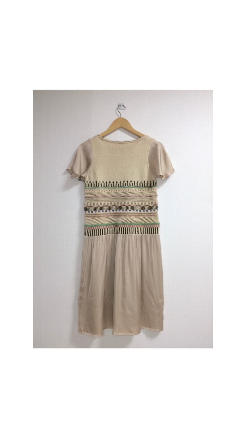 Merrem 멜렘 니트 뜨개 베이지 반팔 원피스 상품이미지5