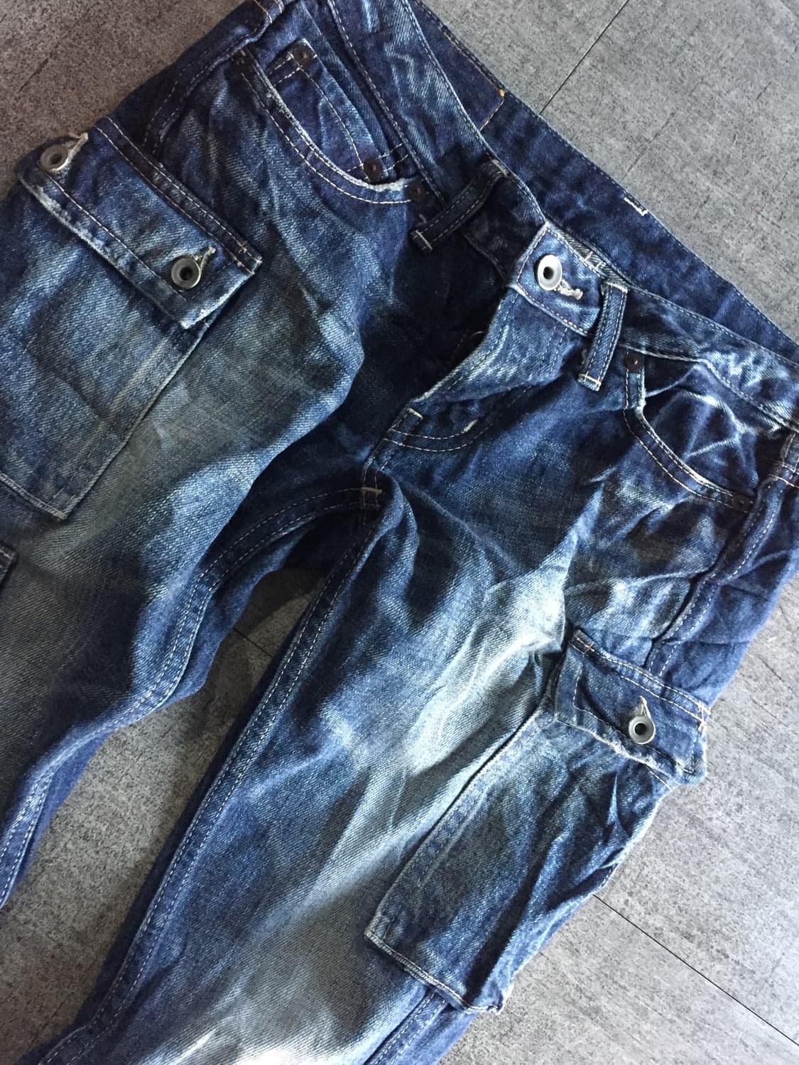 일본빈티지 Johnbull 존불 핀터깔y2k펑크 데님카고팬츠 상품이미지2