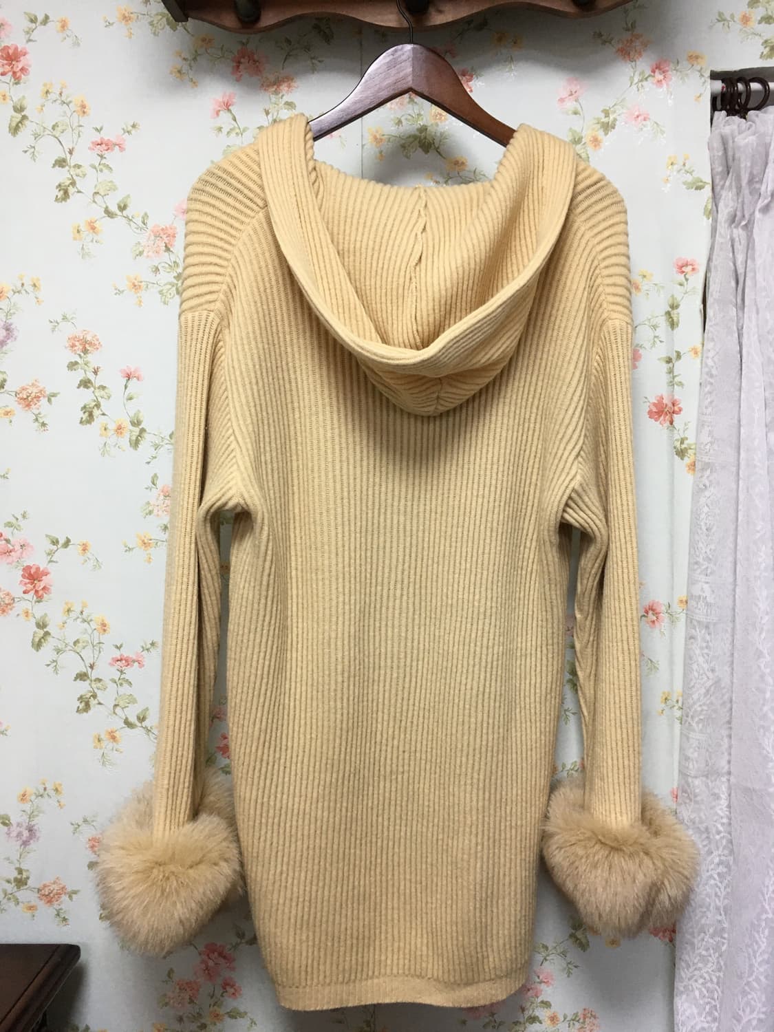 소매 퍼 오픈형 후드 가디건 상품이미지2