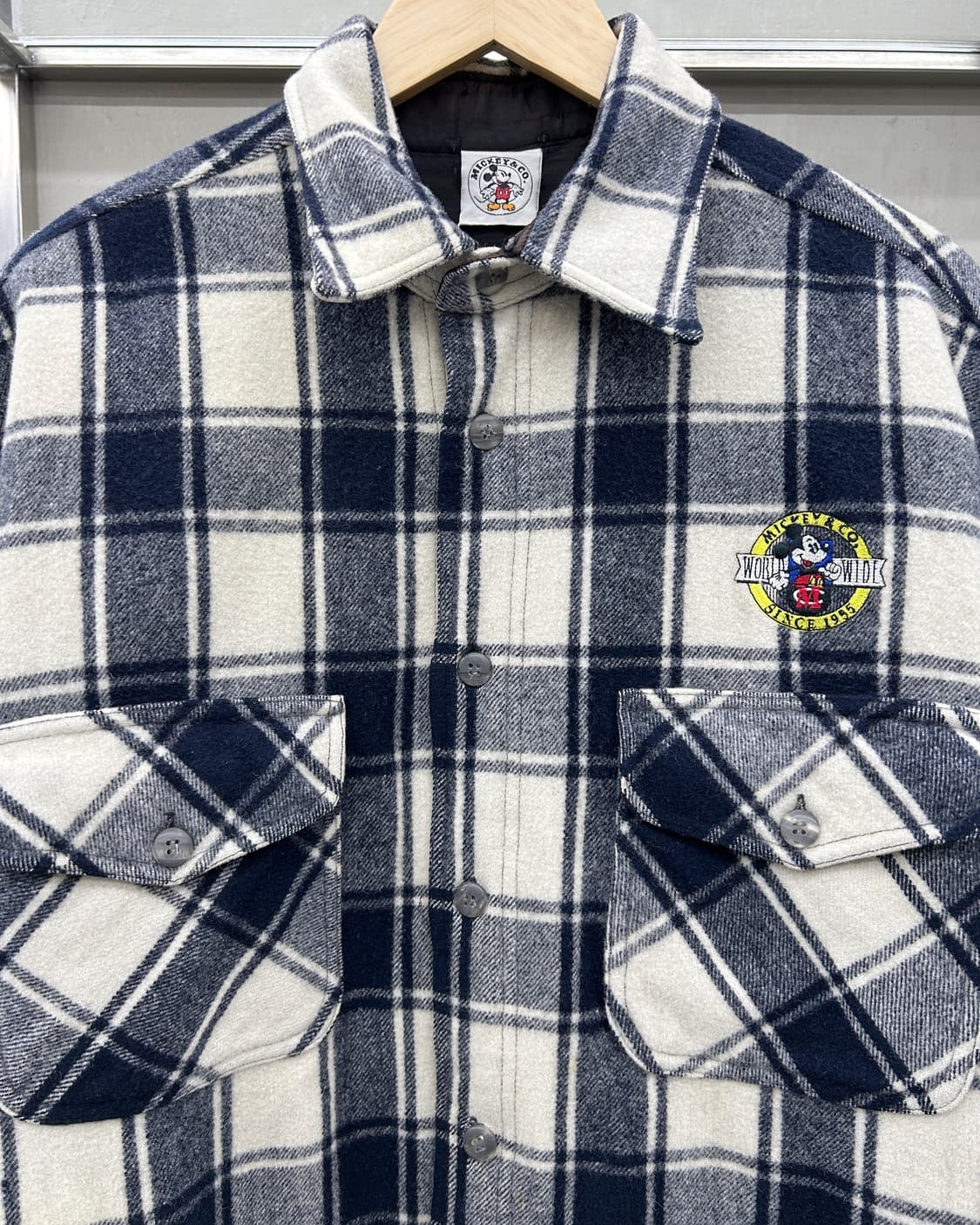 디즈니 90s 미키마우스 플란넬 체크 오버셔츠 점퍼 상품이미지3