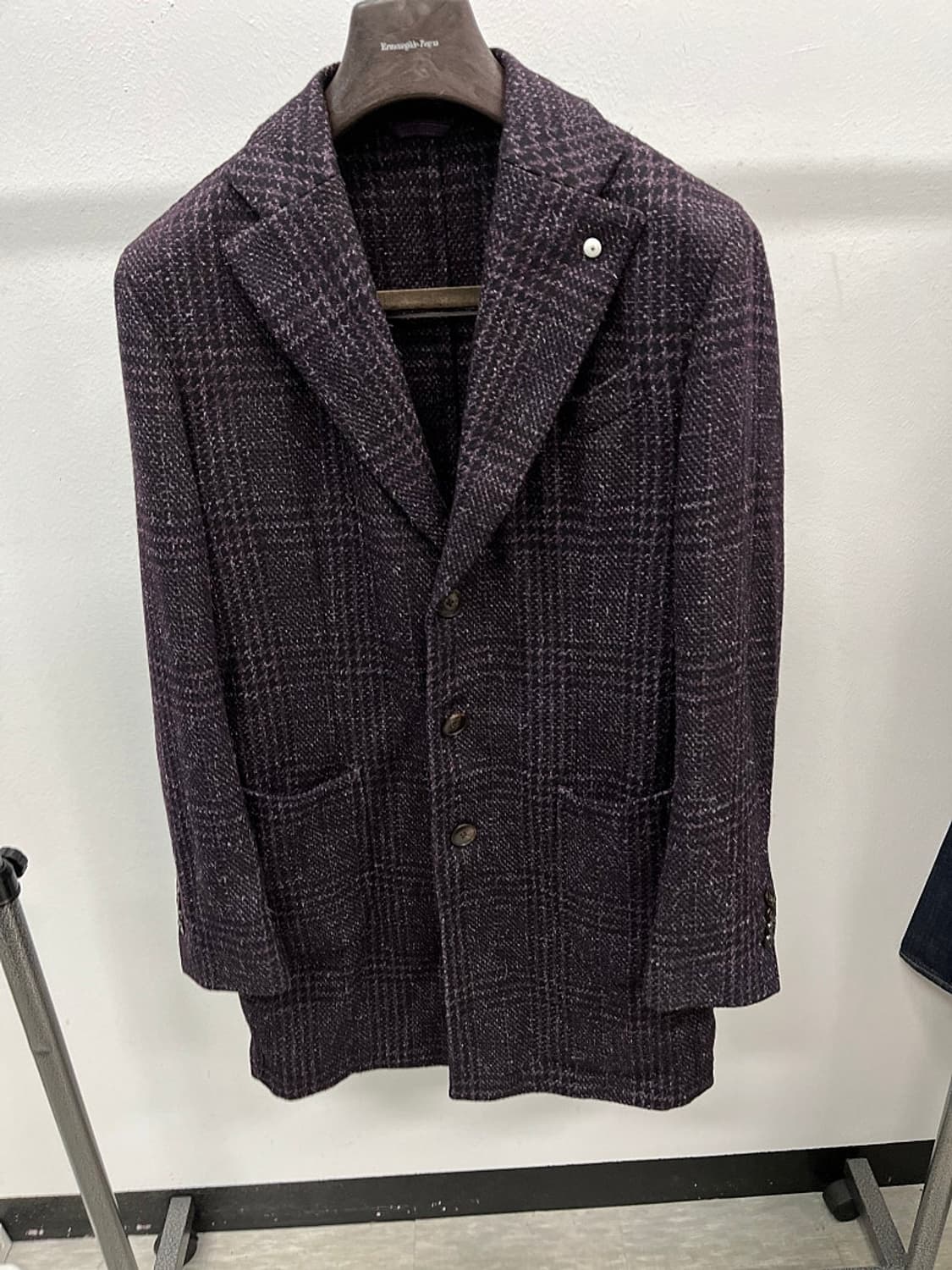 100-105) 루비암 체크 울코트  상품이미지3