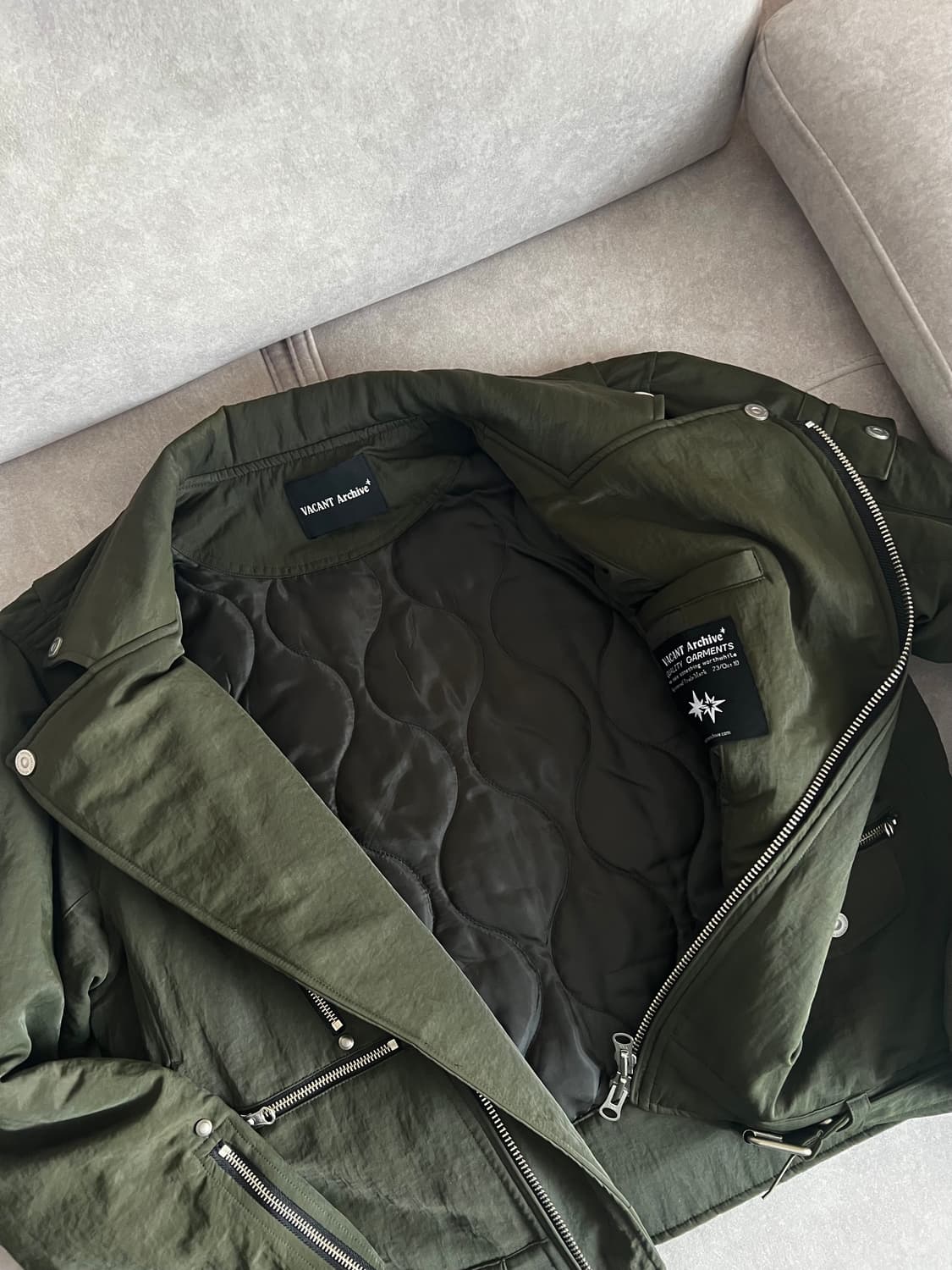 베이컨트 아카이브 패디드 라이더 자켓 카키 상품이미지8