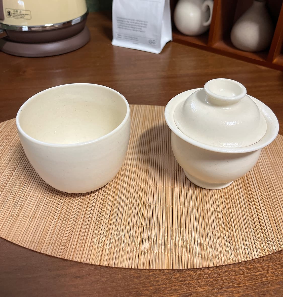 위엔시 크림색 개완 잔+개완 세트 상품이미지1