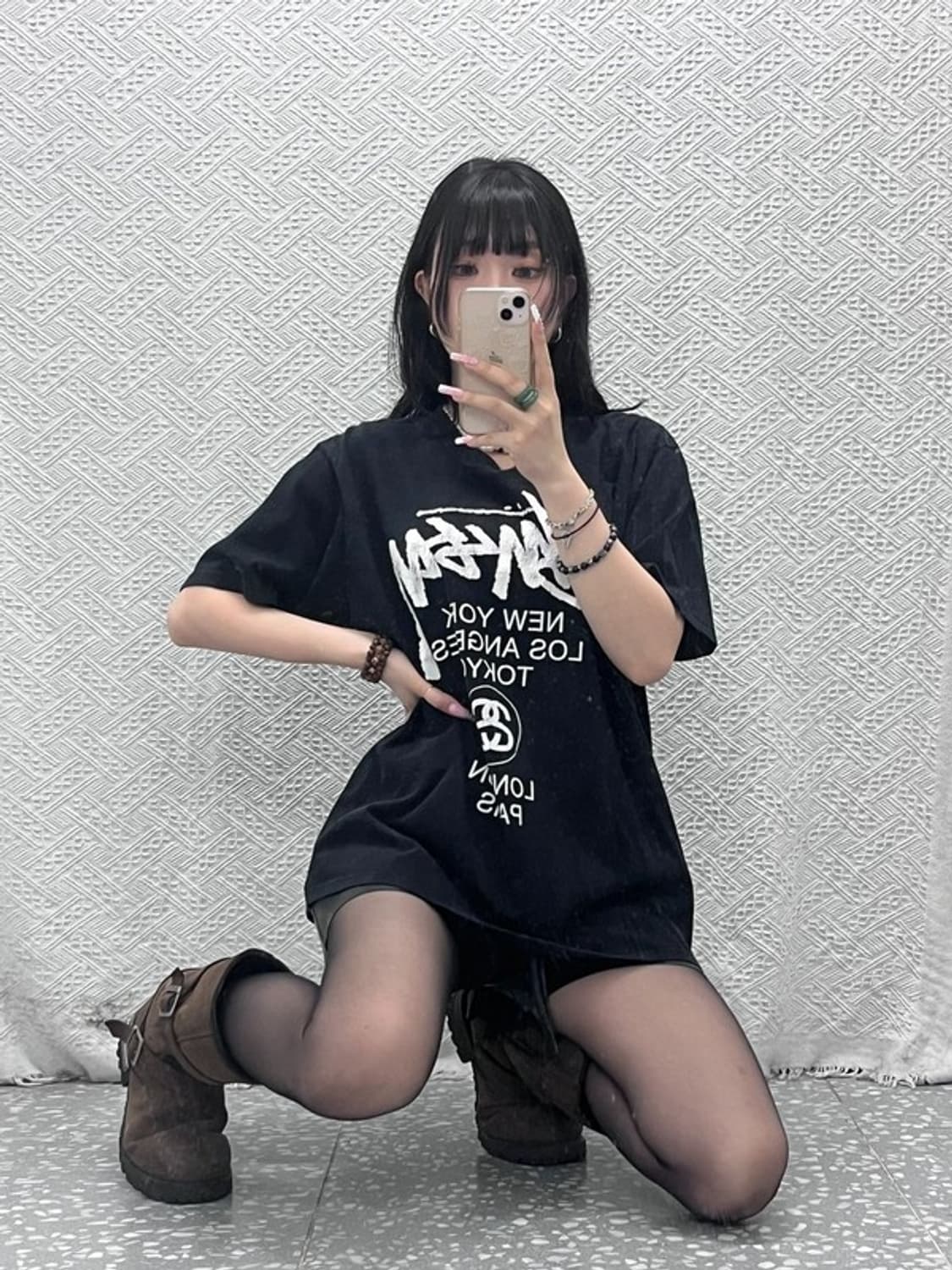 스투시 월드투어 빈티지 스트릿 펑크 레터링 반팔티 L C12187 상품이미지1