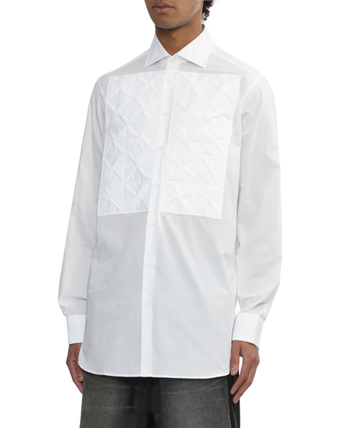 새상품 준야와타나베 텍스쳐 패널 화이트셔츠 L 상품이미지1