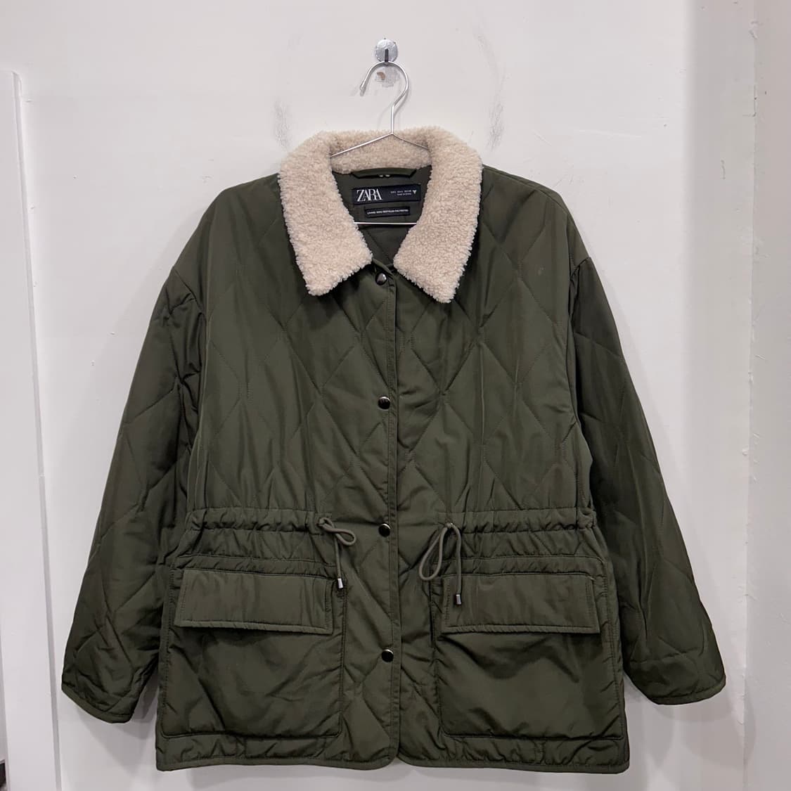 자라 양털 플리스카라 스트링 버튼 퀼팅자켓 상품이미지2