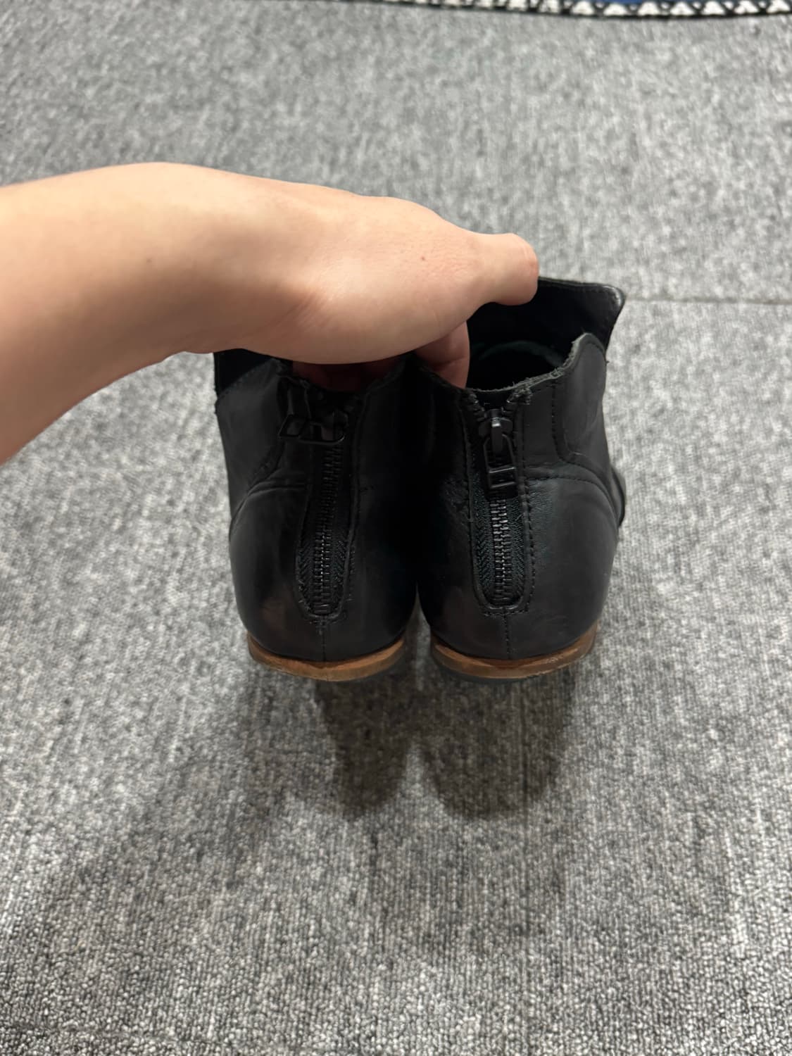 빈티지 블랙 카우하이드 토캡  풀온 앵글 부츠 270 구이디 상품이미지7