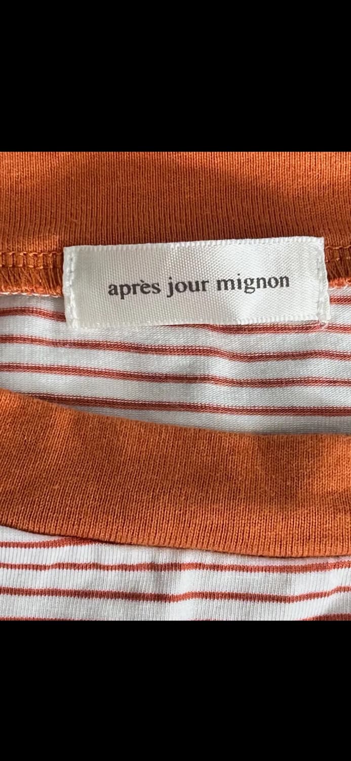 T124 아프레쥬 미뇽 JPN 빈티지 오렌지스트라이프 긴팔티 F(W) 상품이미지3