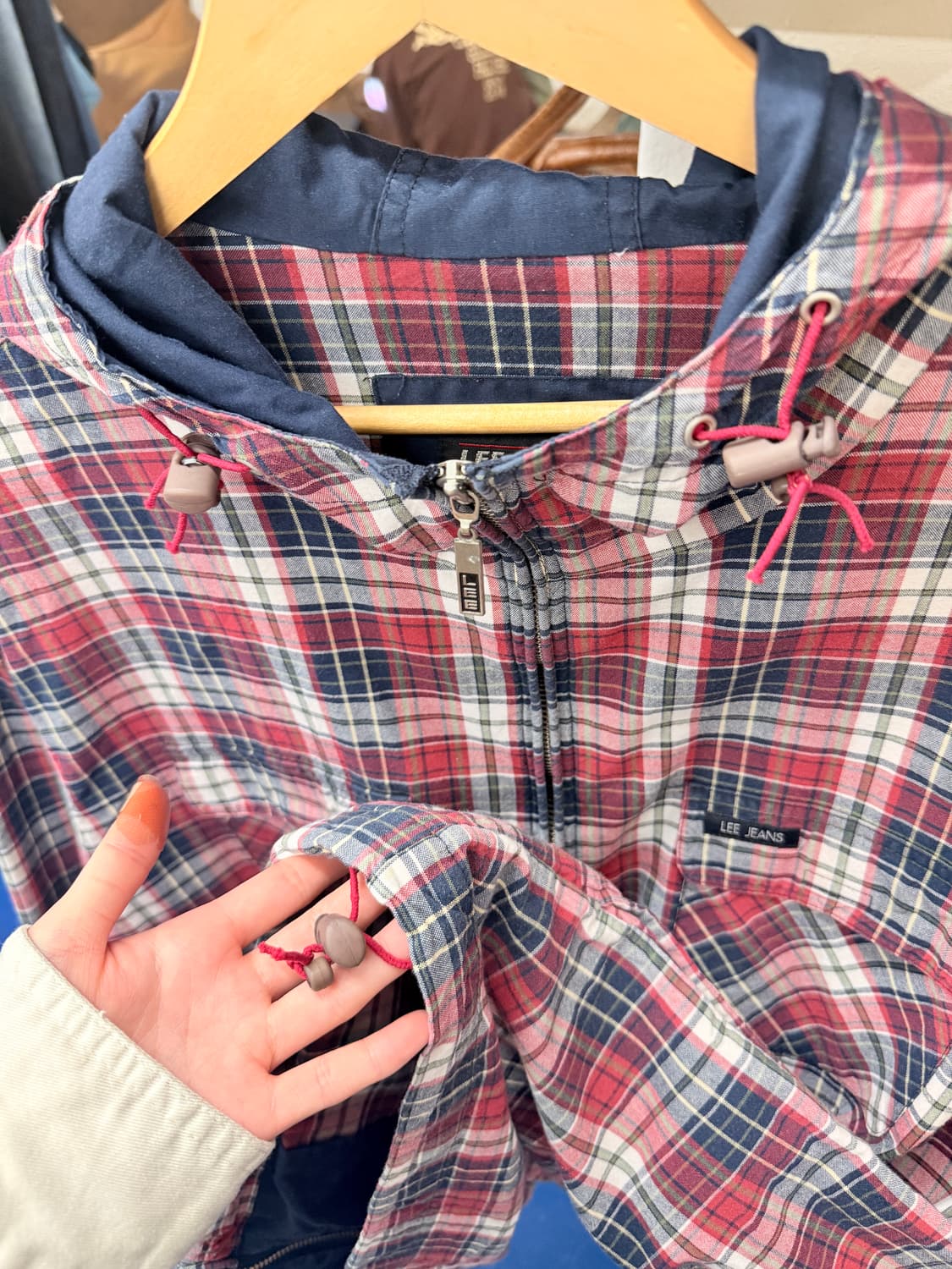 1990s Lee 리 쌍바울 체크 후드자켓 상품이미지4