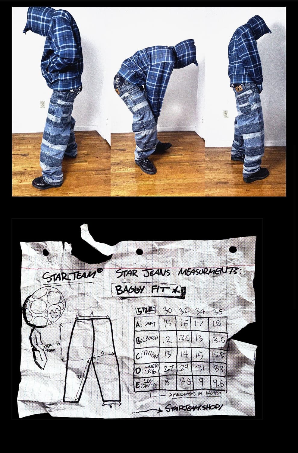 [32] 스타팀 LAYERED STAR JEANS BLUE 스타팀 바지 상품이미지5