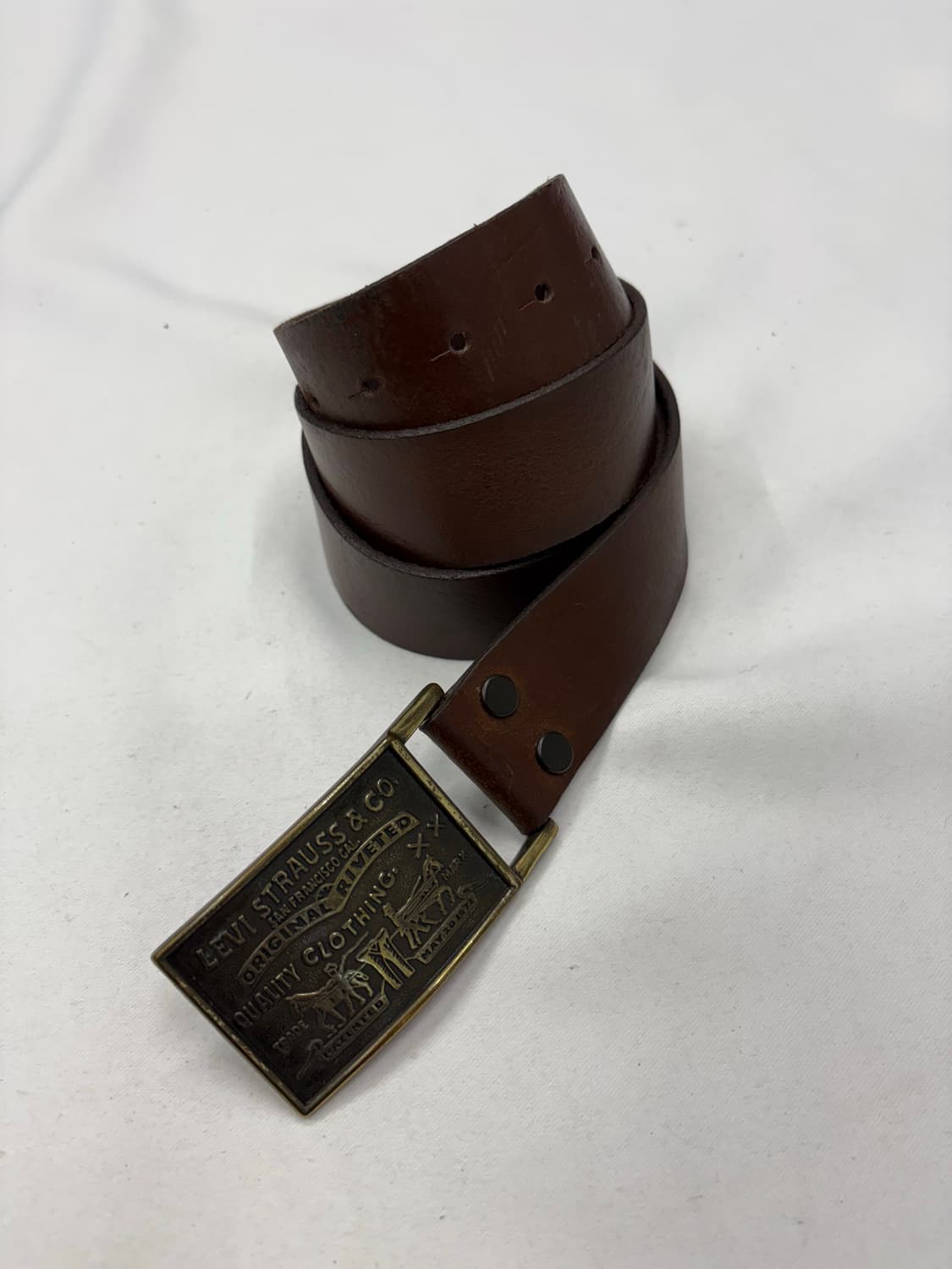 리바이스 USA 웨스턴 리얼레더 금장 버클 벨트 상품이미지1