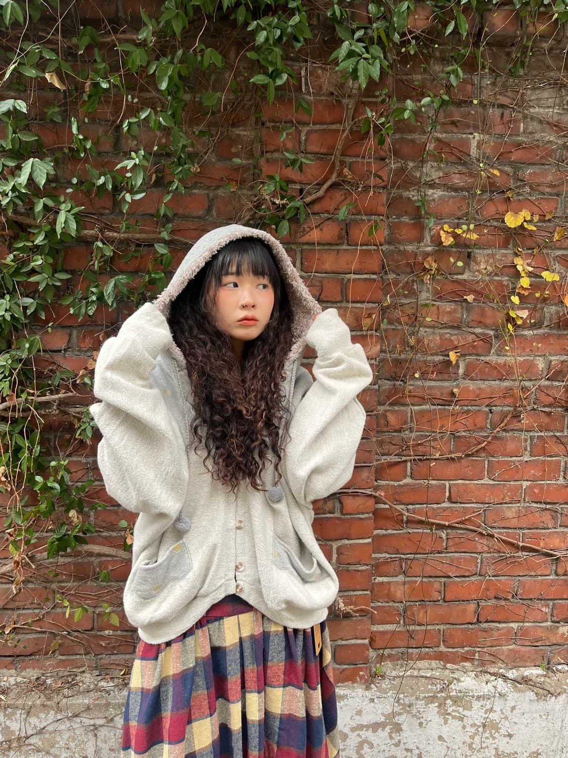 가오리핏 그레이 후드 아우터 상품이미지2