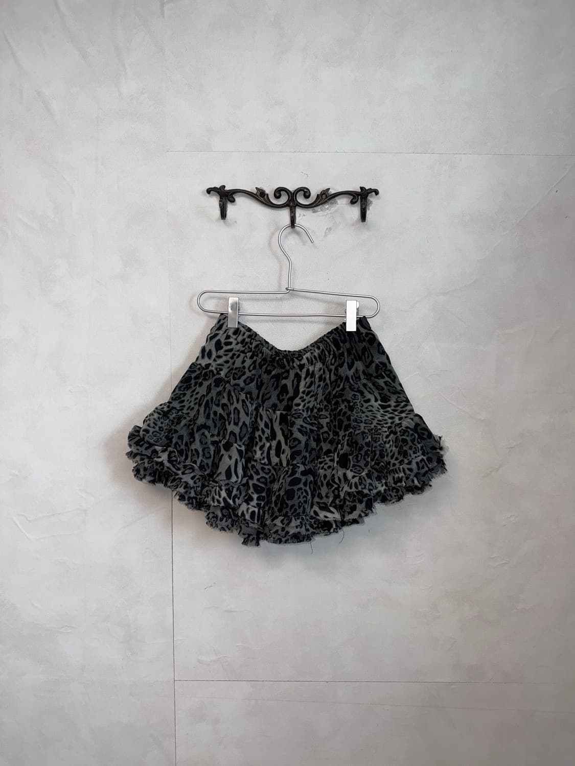 Charcoal leopard chiffon cancan skirt 상품이미지3