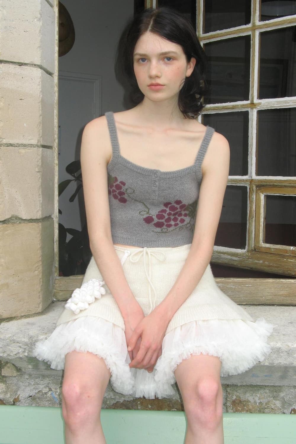 시눈 그레이프 버튼 뷔스티에 그레이 / 니트 베스트 조끼 상품이미지2