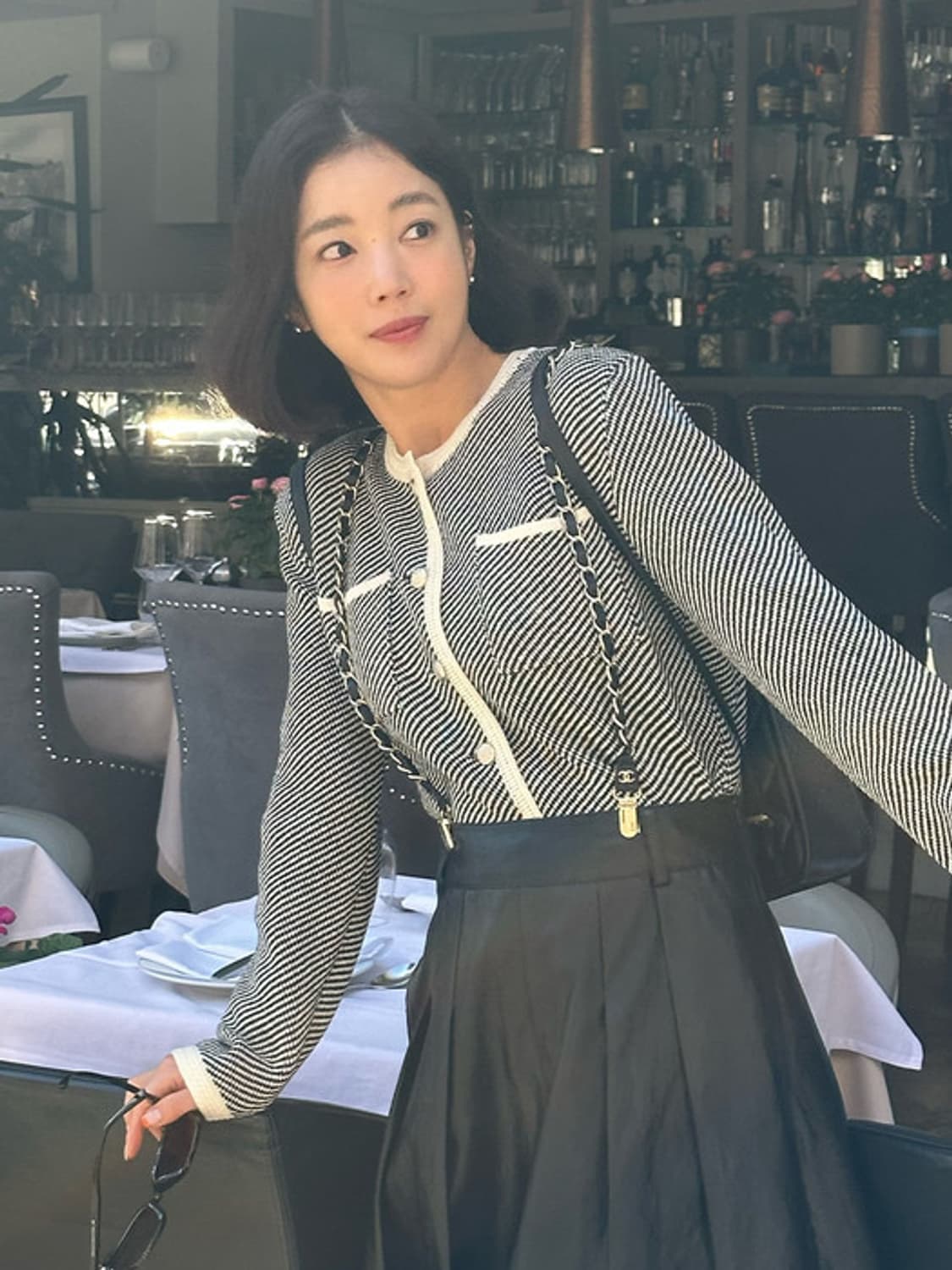 온앤온 diagonal striped cardigan - black 상품이미지1