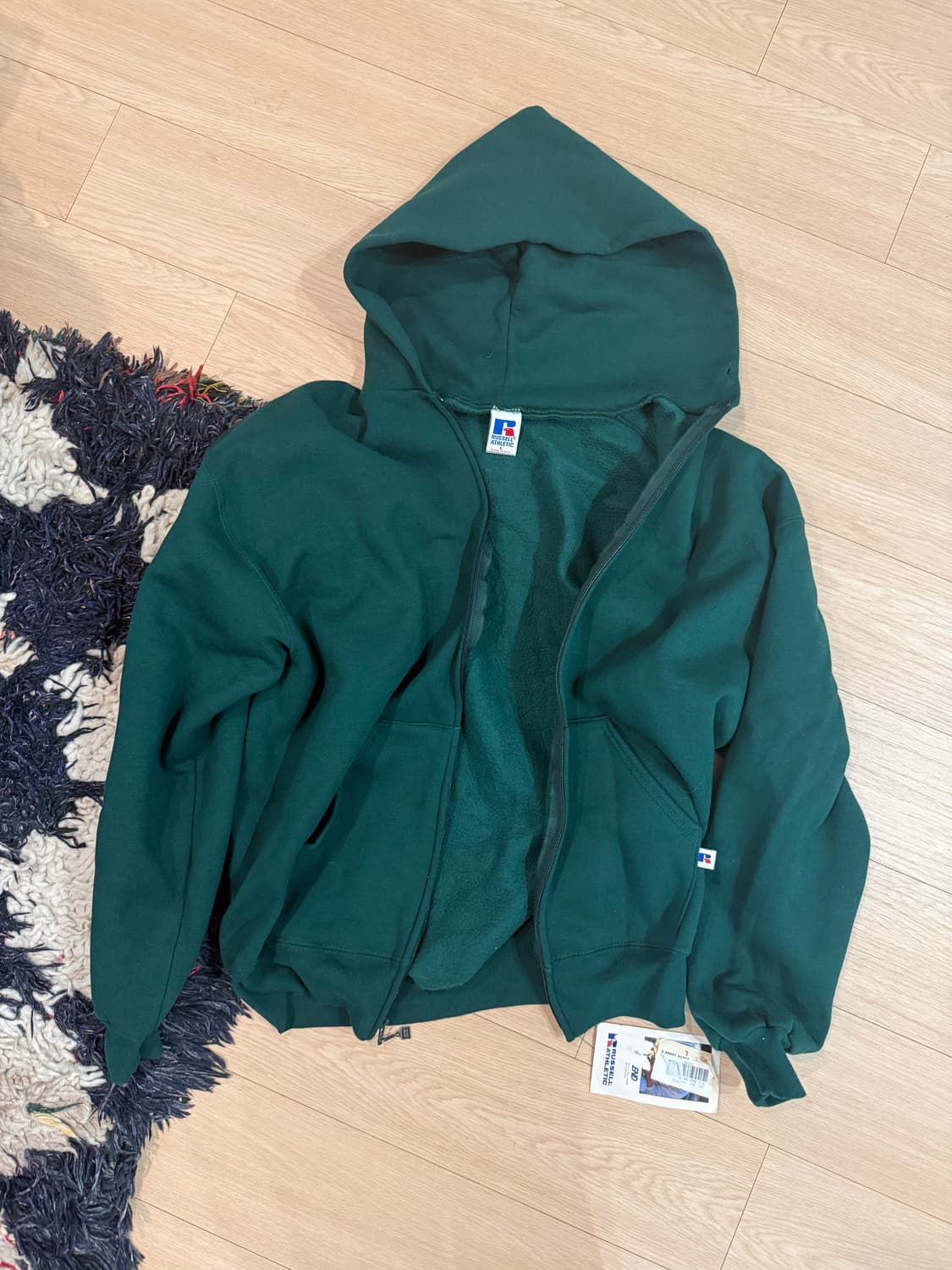 [L] 90s 러셀 후드 집업 데드스탁 그린 상품이미지1