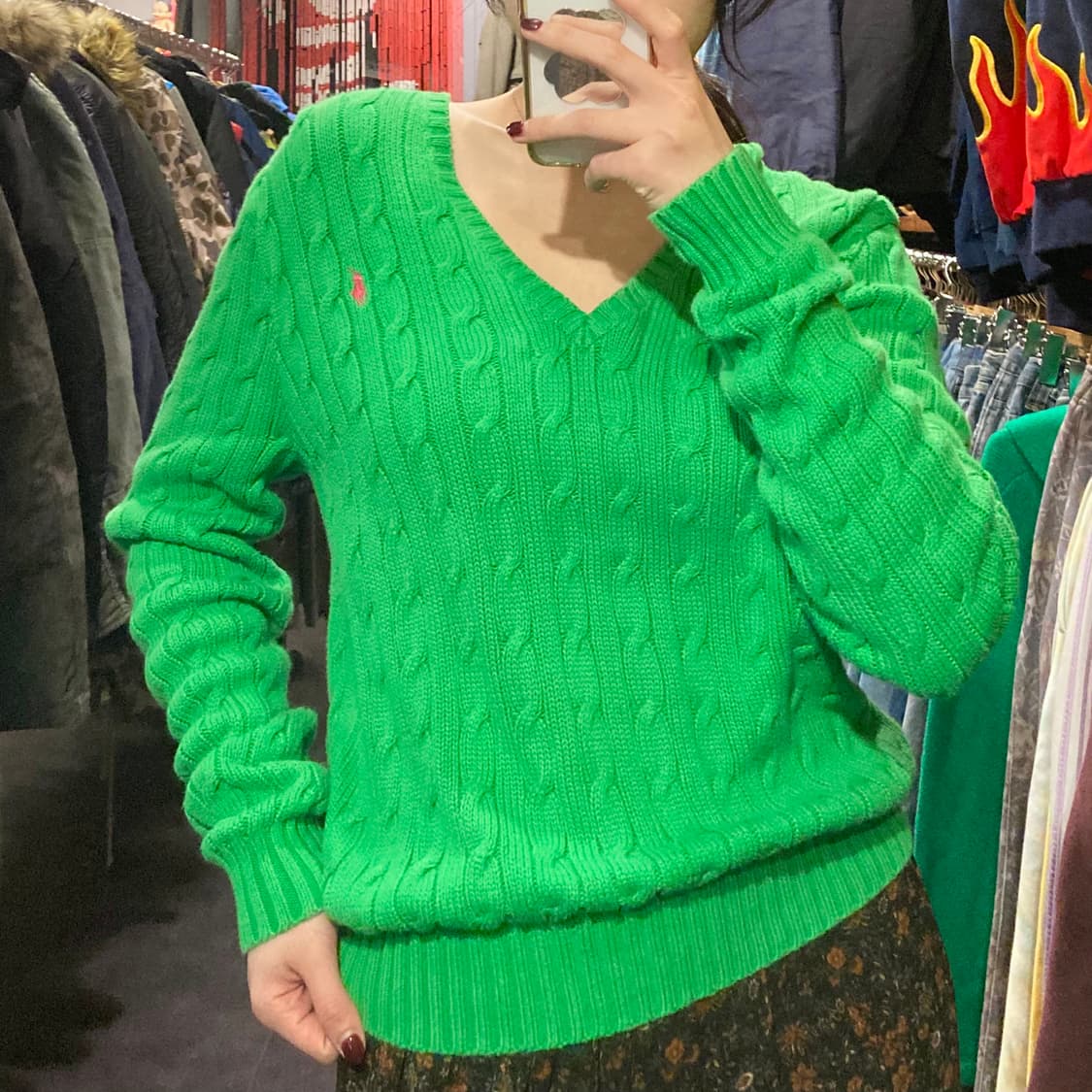 [IM] 폴로 랄프로렌 그린 브이넥 케이블 니트 상품이미지3