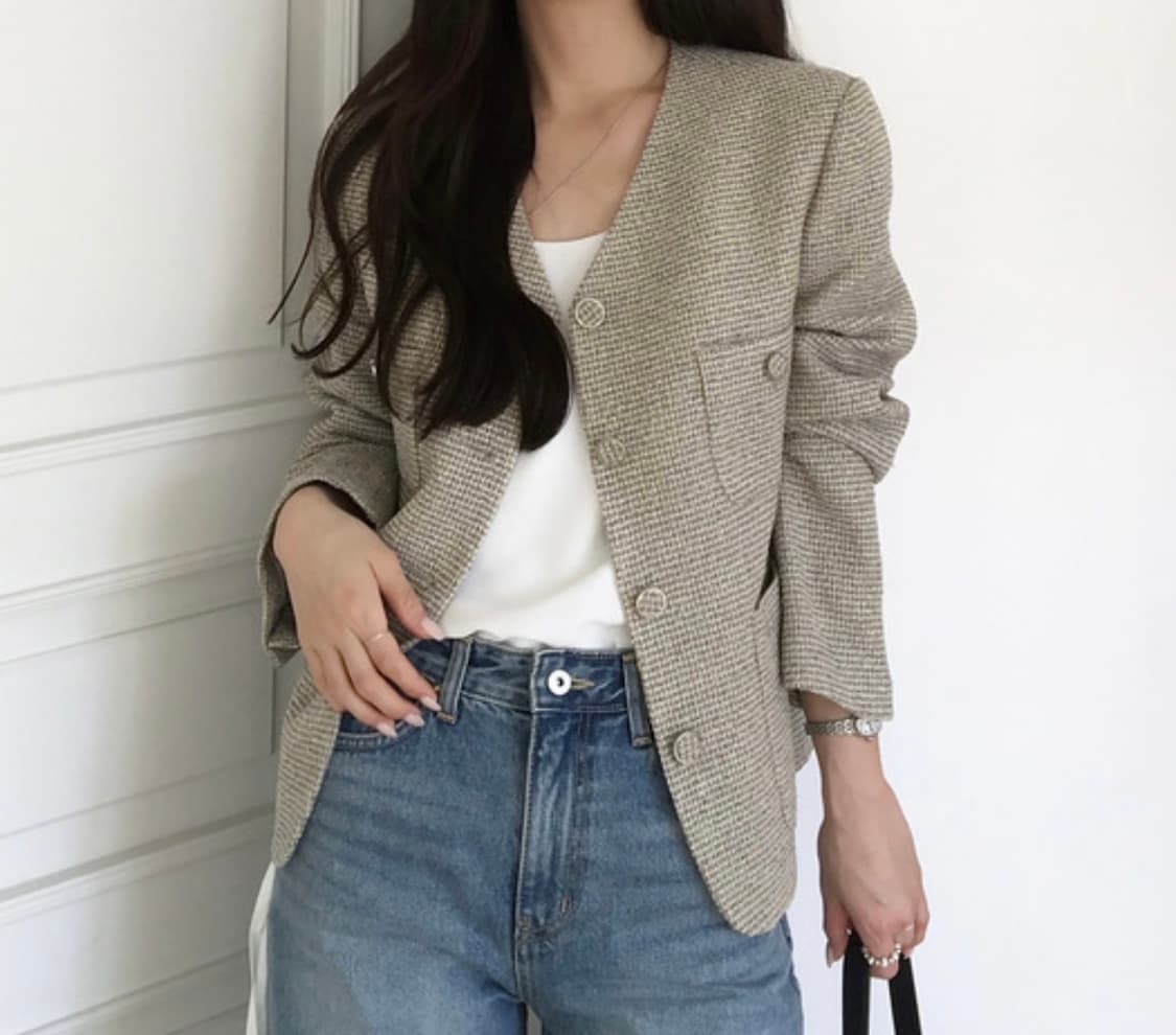 닐바이피 트위드자켓 베이지 34사이즈 상품이미지1