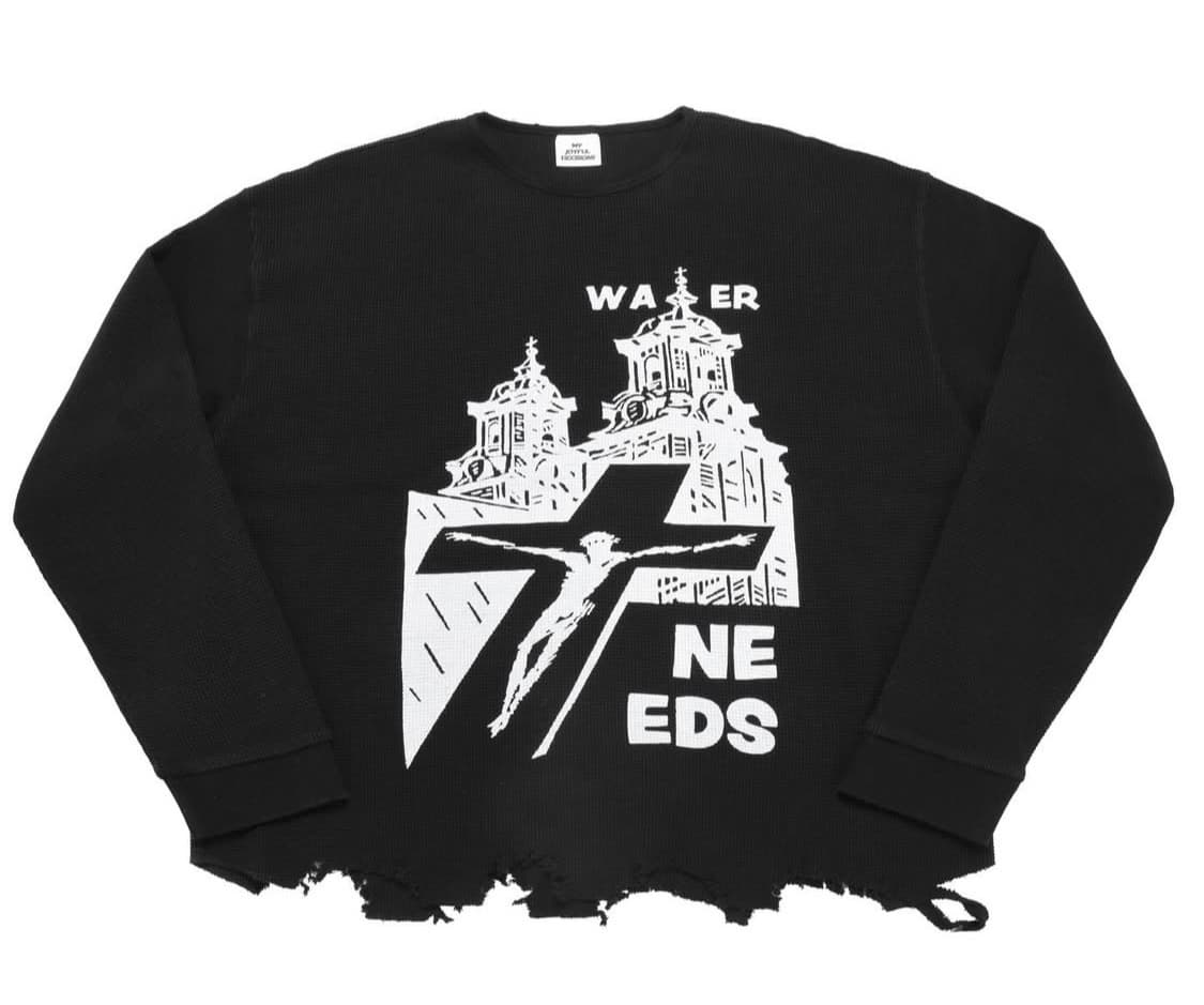 (L) MJD Distressed Waffle LS Black 상품이미지1