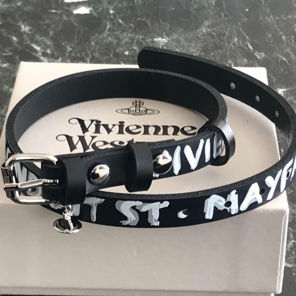 비비안웨스트우드 아카이브 펑크 레터링 orb 레더 초커 목걸이(새상품) 상품이미지3