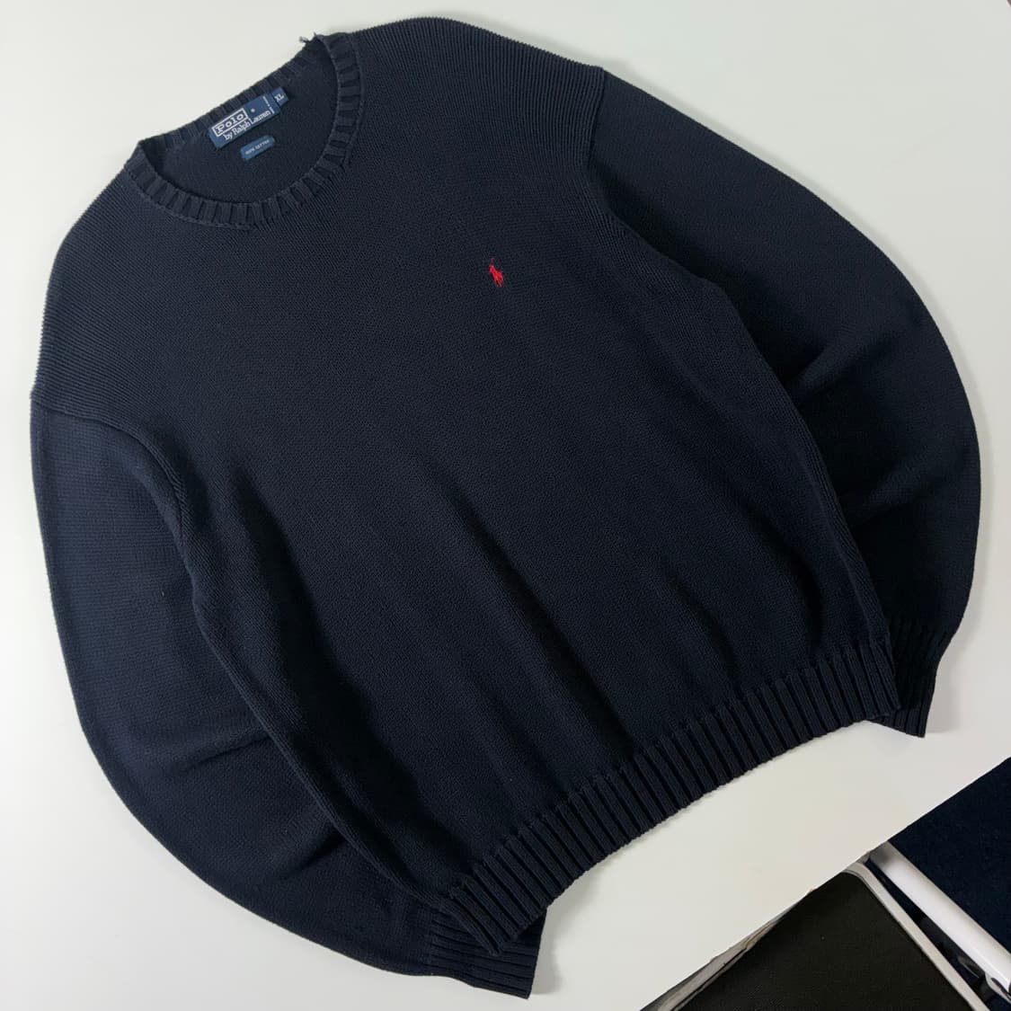 Polo  폴로 랄프로렌 90,s 자수 코튼 네이비 라운드 니트  상품이미지2