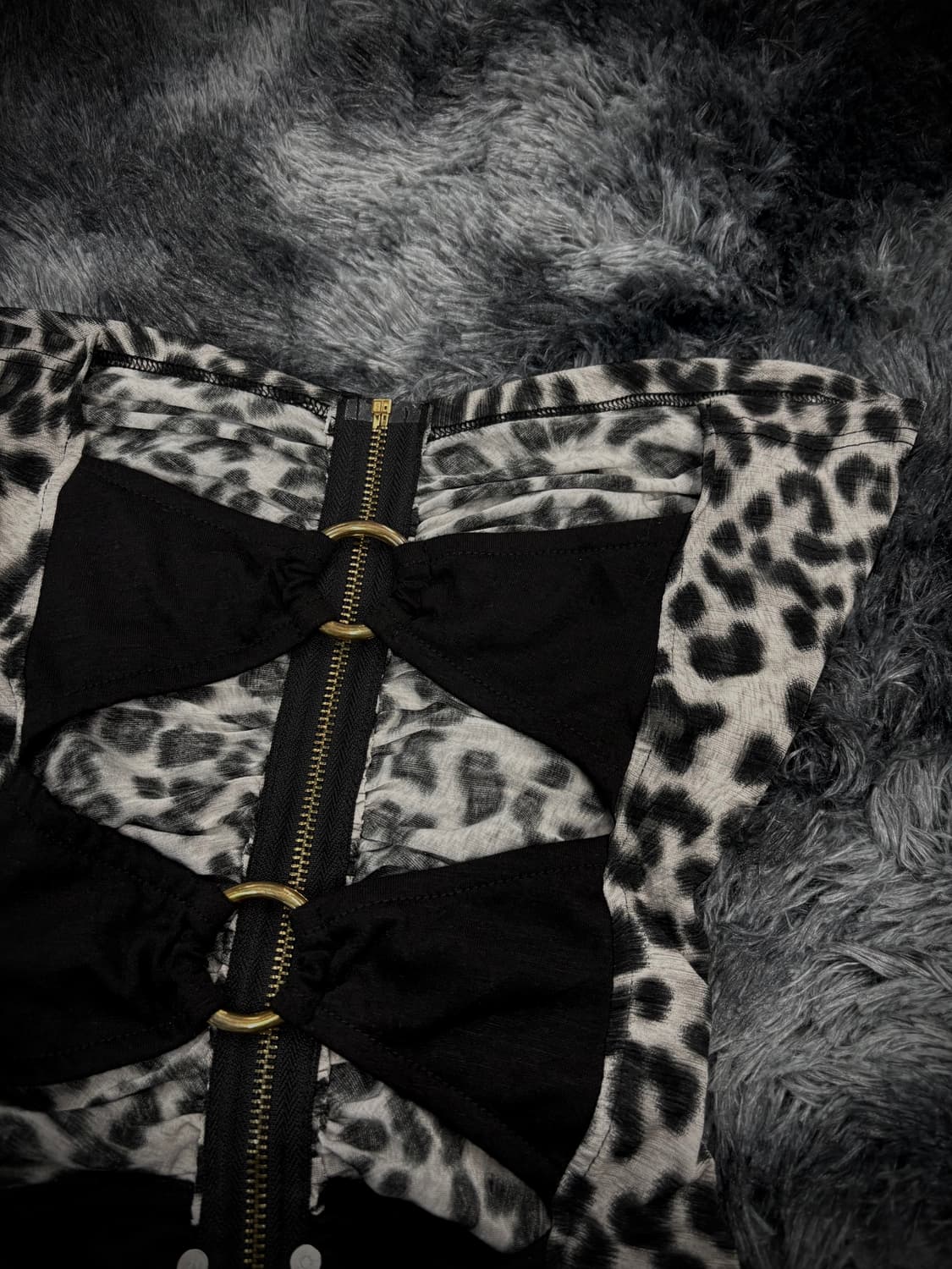 레오파드 코르셋 백컷 집업 탑 상품이미지6