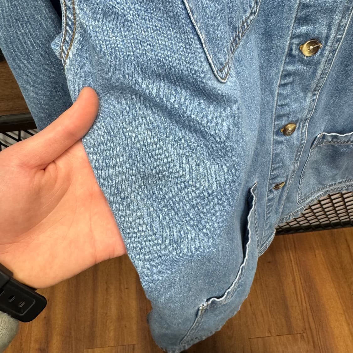 90s USA VINTAGE 데님 초어 코트 전면 4포켓 디테일 연청 상품이미지7