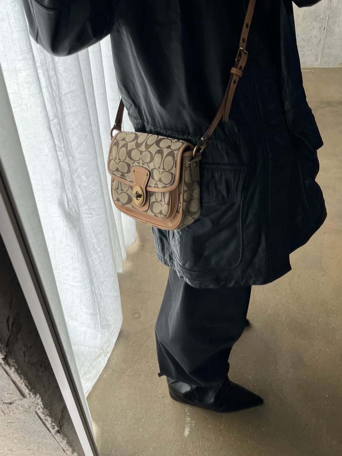 00s Coach 코치 턴락 콤비 백 탄 상품이미지2