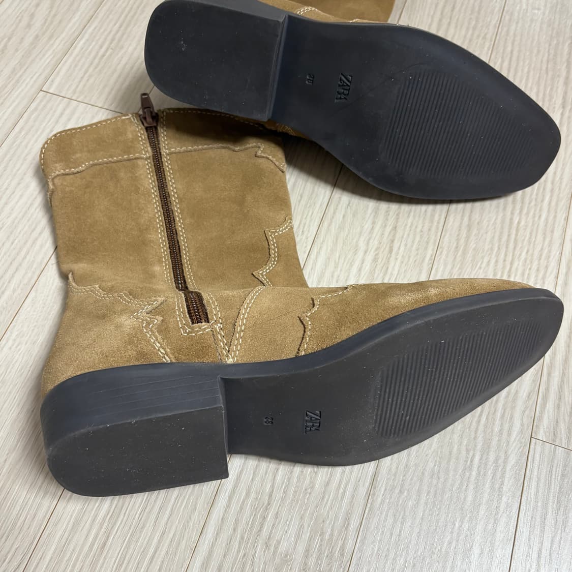 새상품) 245) 자라 키즈 스웨이드 웨스턴 부츠 브라운 급처 상품이미지3