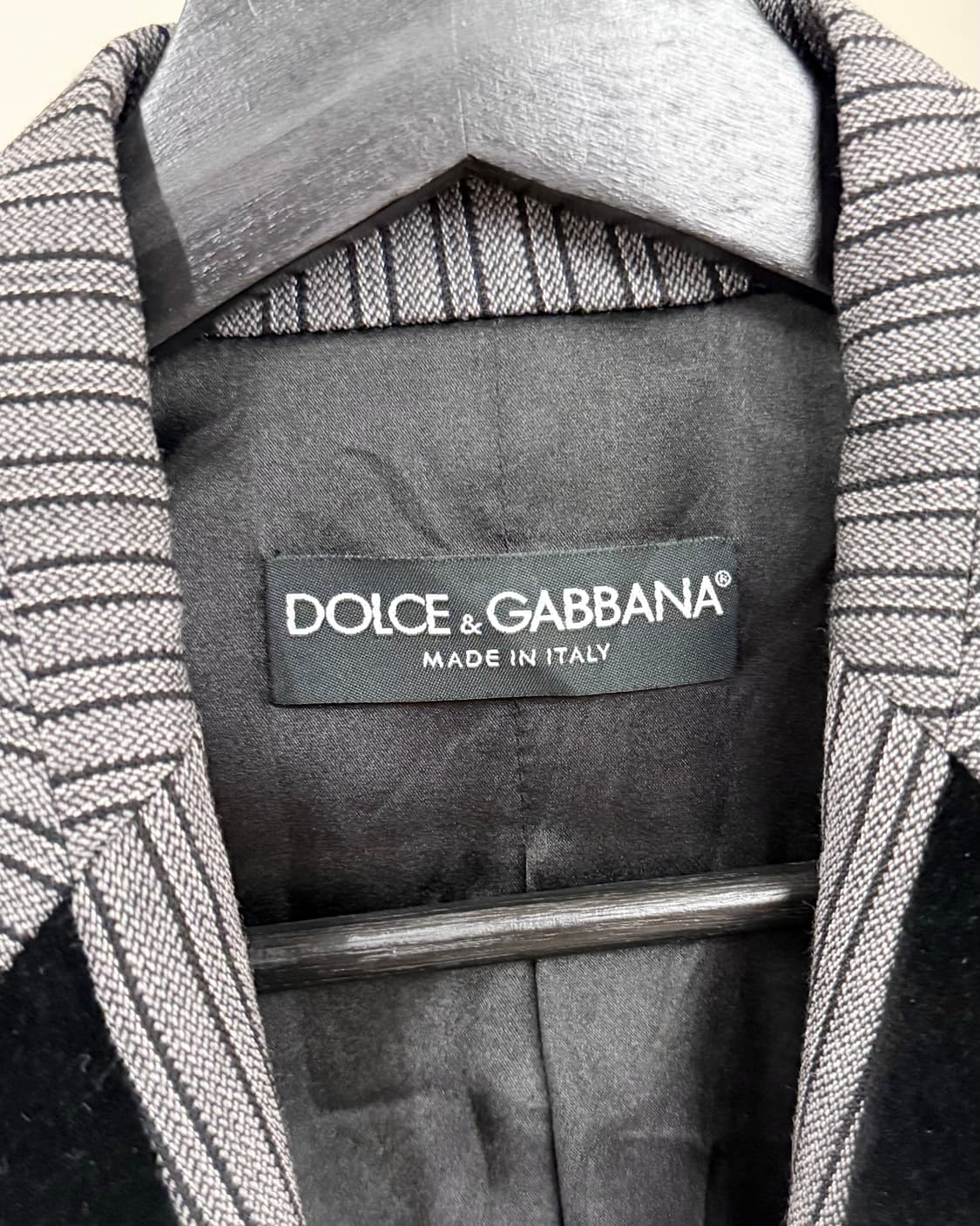 돌체 앤 가바나 그레이 스트립드 울 벨벳 레이펠 자켓 상품이미지7