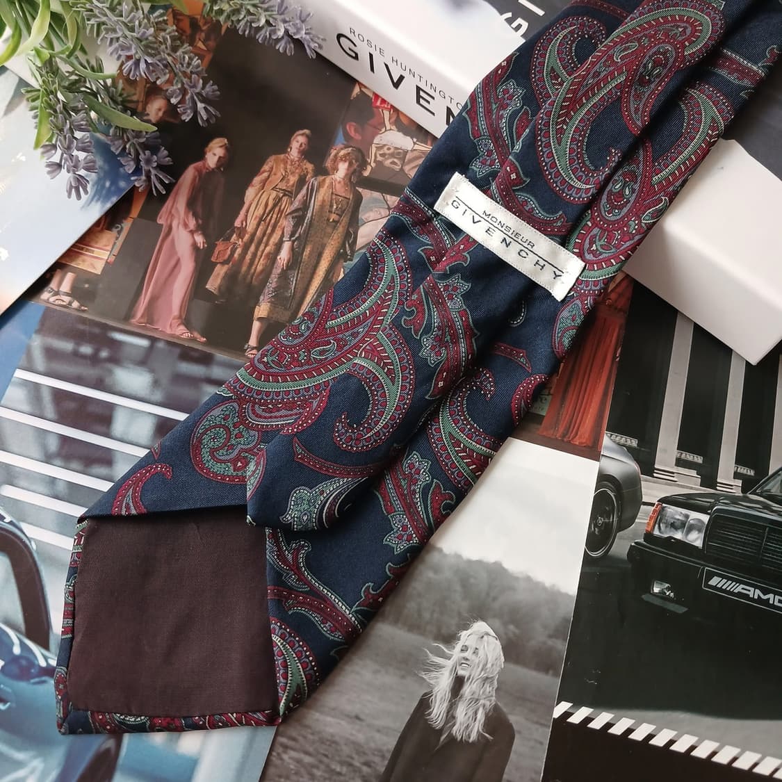 지방시 실크 네이비 페이즐리 넥타이 10.2cm A등급 A18911
 상품이미지3