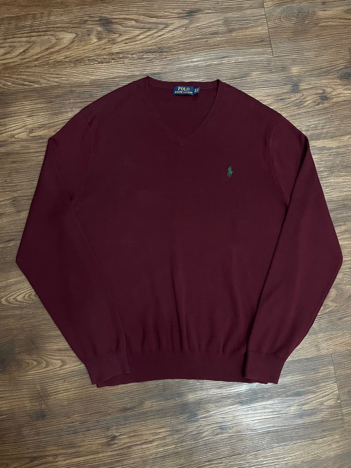 폴로 랄프로렌 피마코튼 브이넥 니트 스웨터 딥버건디 상품이미지1